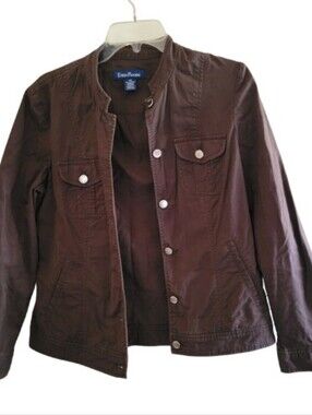 Evan Picone Womens Lightweight Brown Buttonup Jacket Size 10